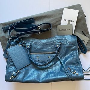 Balenicaga City denim blue w/SHW bag